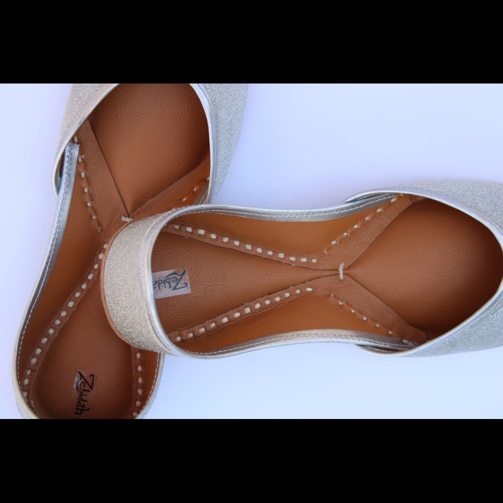 Zebidah- Genuine Leather Silver Flat